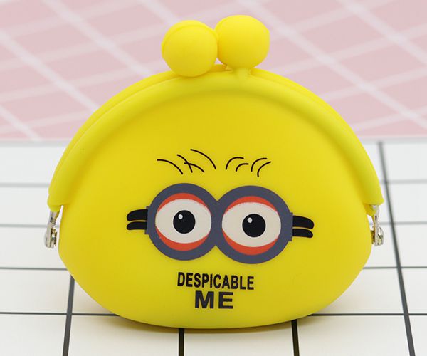 便攜（xié）矽膠錢包，卡扣矽膠（jiāo）零錢包，小黃人零錢包（bāo）