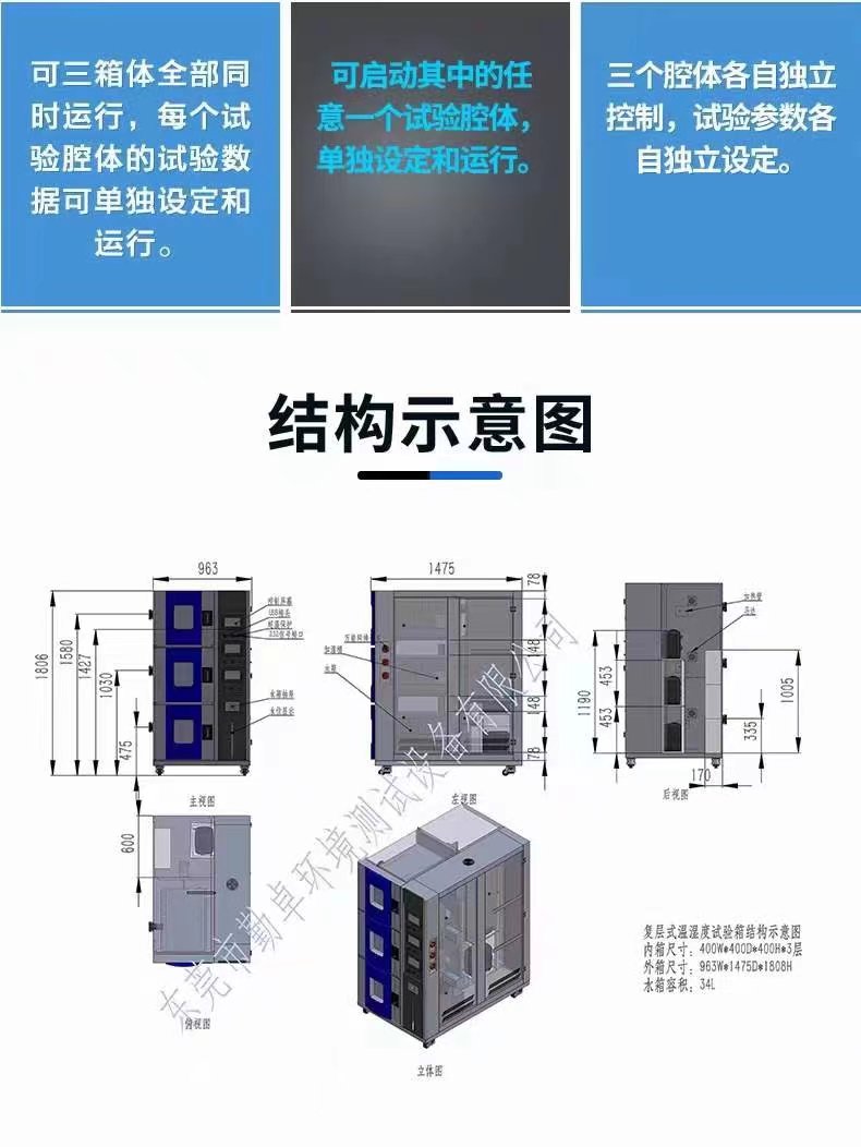 複層式高低溫濕(shī)熱試驗箱 複層(céng)式高低溫濕熱試驗箱